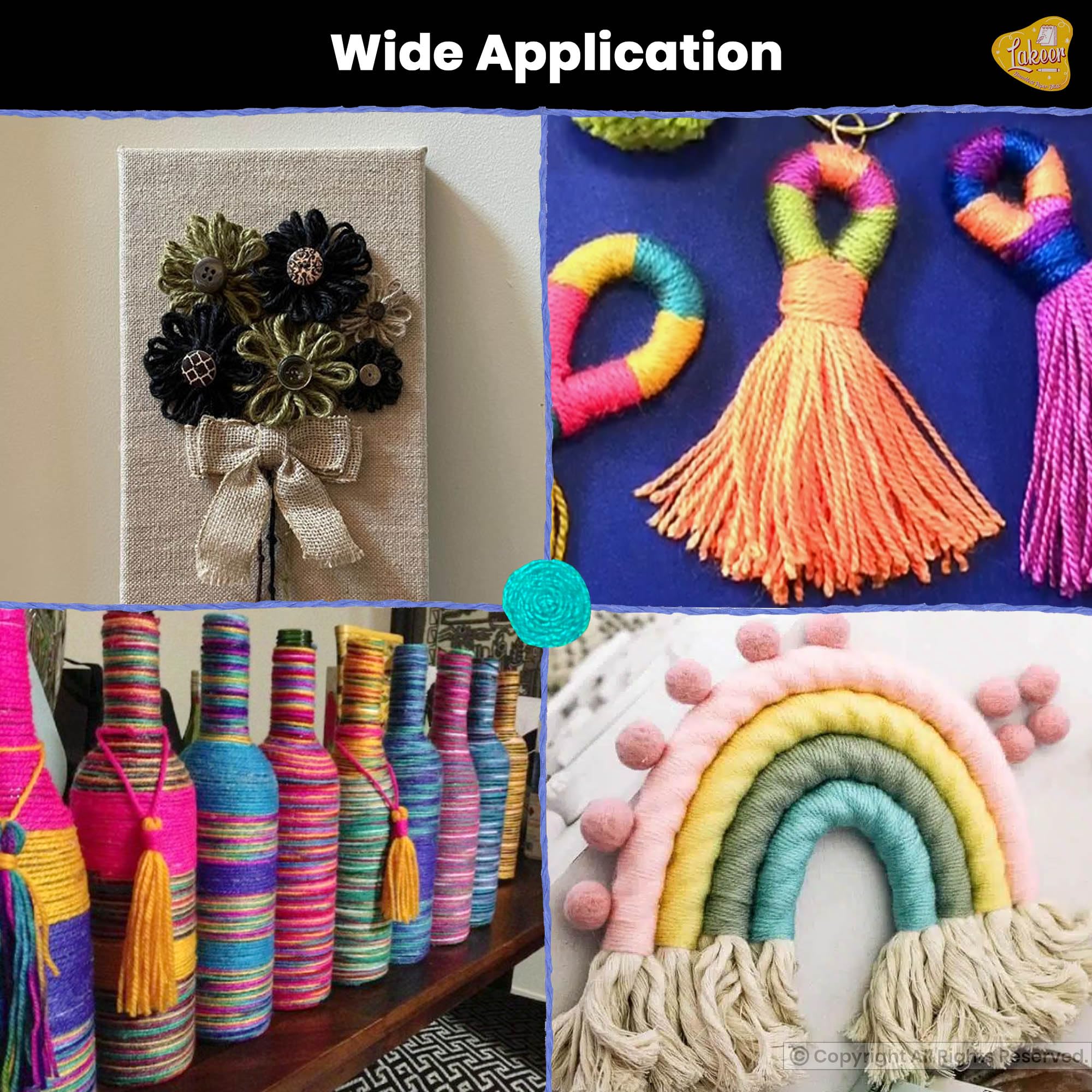 Lakeer 12 Color Jute Twin Thread Rope Multicolor 12 Colours 10 Meter Each for Art & Craft Decoration Gift Wrapping DIY Projects — Amazon image 6