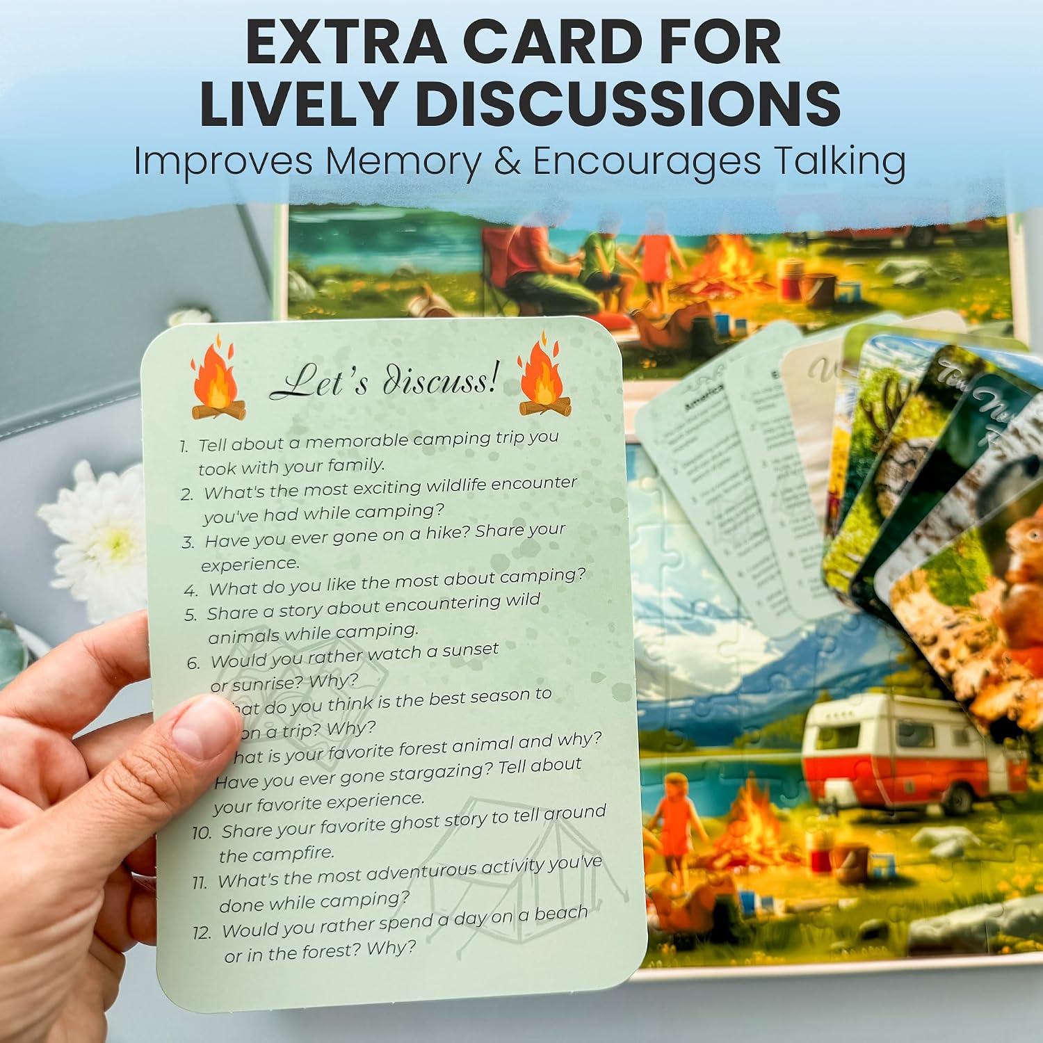 QUOKKA 60 Pieces Dementia Puzzles for Elderly - 3SET Large Piece Puzzles for Seniors - 9 Memory Flashcards with Facts I 25 Discussion Prompts per Puzzle - Alzheimer's Activities Products for Elderly