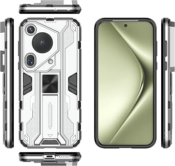 Pzwoxukhov Compatible with Huawei Pura 70 Ultra Case Cover,Compatible with Huawei Pura 70 Ultra Protective Phone Cover with Kickstand,Magnetic Attraction Function Case Silver