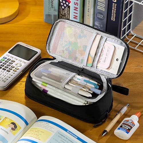 Miniatura 32 de CICIMELON Estuche duradero para lápices, bolsa de almacenamiento grande para suministros escolares, oficina, universidad, adolescentes, niñas