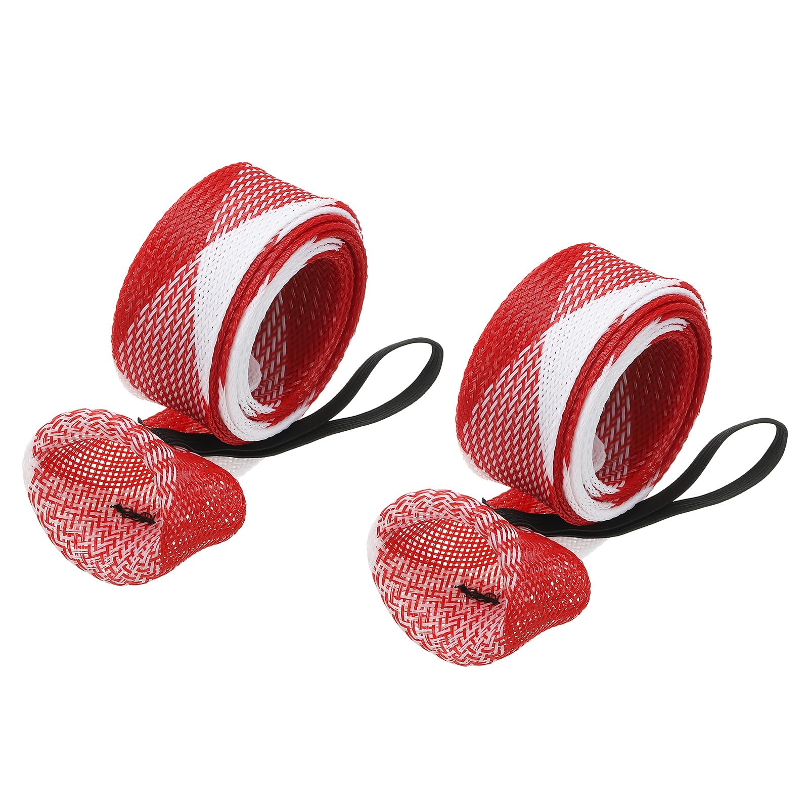 PATIKIL 67 Inch Rod Sock, 2 Pcs Fishing Rod Sleeve Cover Braided Mesh Pole Protector Gloves Fishing Tools Flat End for Spinning Fishing Rod Fly Rod Ice Rod Casting Rod, Red White
