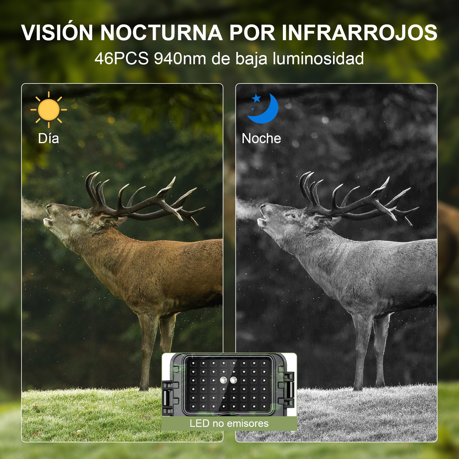 Lutranstra Cámara de Caza Silvestre Cámara de rastreo 4K 60MP con Control de aplicación Visión Nocturna Cámara de Caza activada por Movimiento IP66 Impermeable Tiempo de Disparo 0.1s