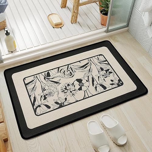 Miniatura 30 de Alfombra de baño de medio círculo, alfombras de baño finas para debajo de la puerta, de secado rápido, antideslizante, lavable, con respaldo de