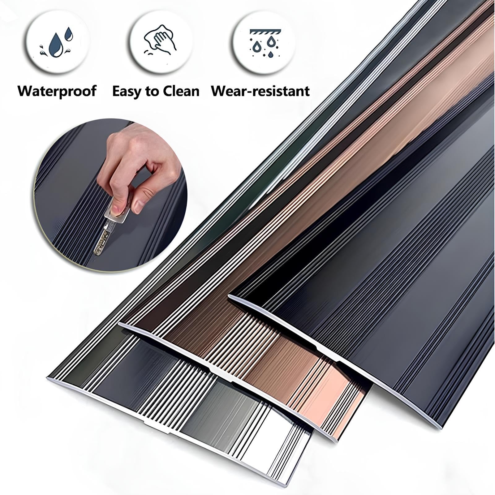 Profilo di Transizione Larghezza 60mm Striscia Transizione Pavimento | Striscia di Transizione Pavimenti in Alluminio per Porta e Riempimento Fessure Parquet e Piastrelle(Gold,60mmx145cm)