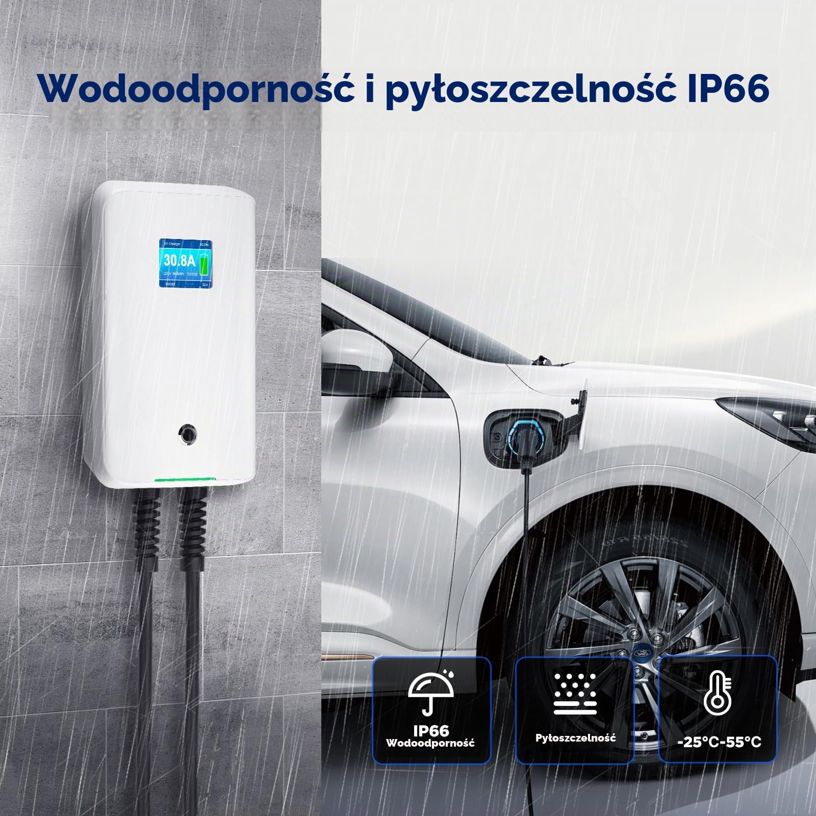 Morec 11kw wallbox Ładowarka samochodowa elektryczna Typ 2 Ładowarka samochodowa VESubrtex elektryczna 16A 3fazy terminal ładujący veBj: elektryczna ładowarka elektryczna ev z kablem 6,1 m