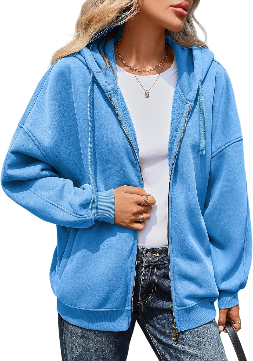 Oversized Zip Up Hoodies for Women Acid Wash Sweatshirts Fall Winter Y2k Clothes Jackets Vintage Streetwear