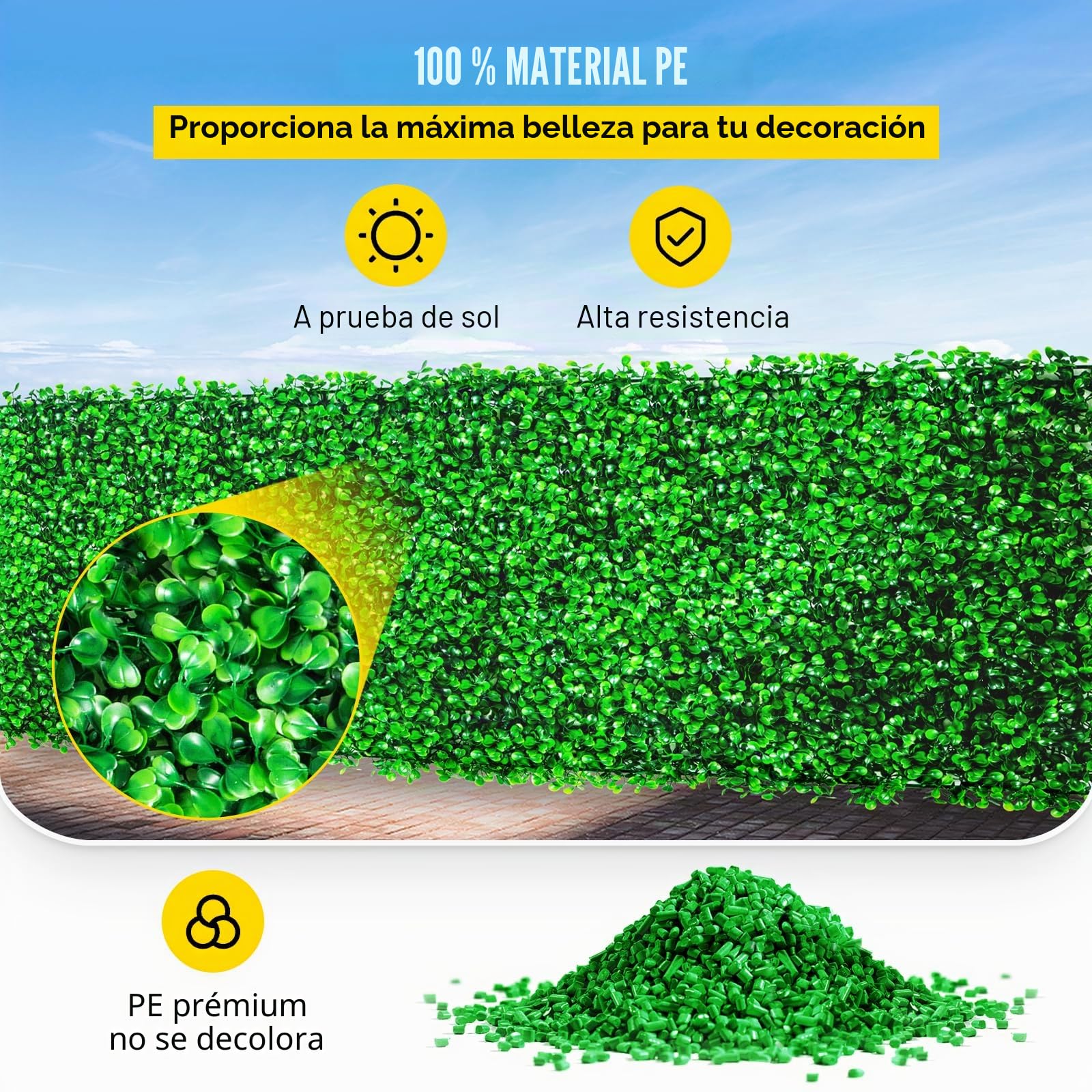 VEVOR Hierba Artificial Verde de 48 Piezas 25,4 X 25,4 cm, Panel de Boj de Hiedra Artificial de Alta Densidad contra UV y 100% PE, Plantas Artificiales Decorativas para Pared, Jardines, Patio Trasero