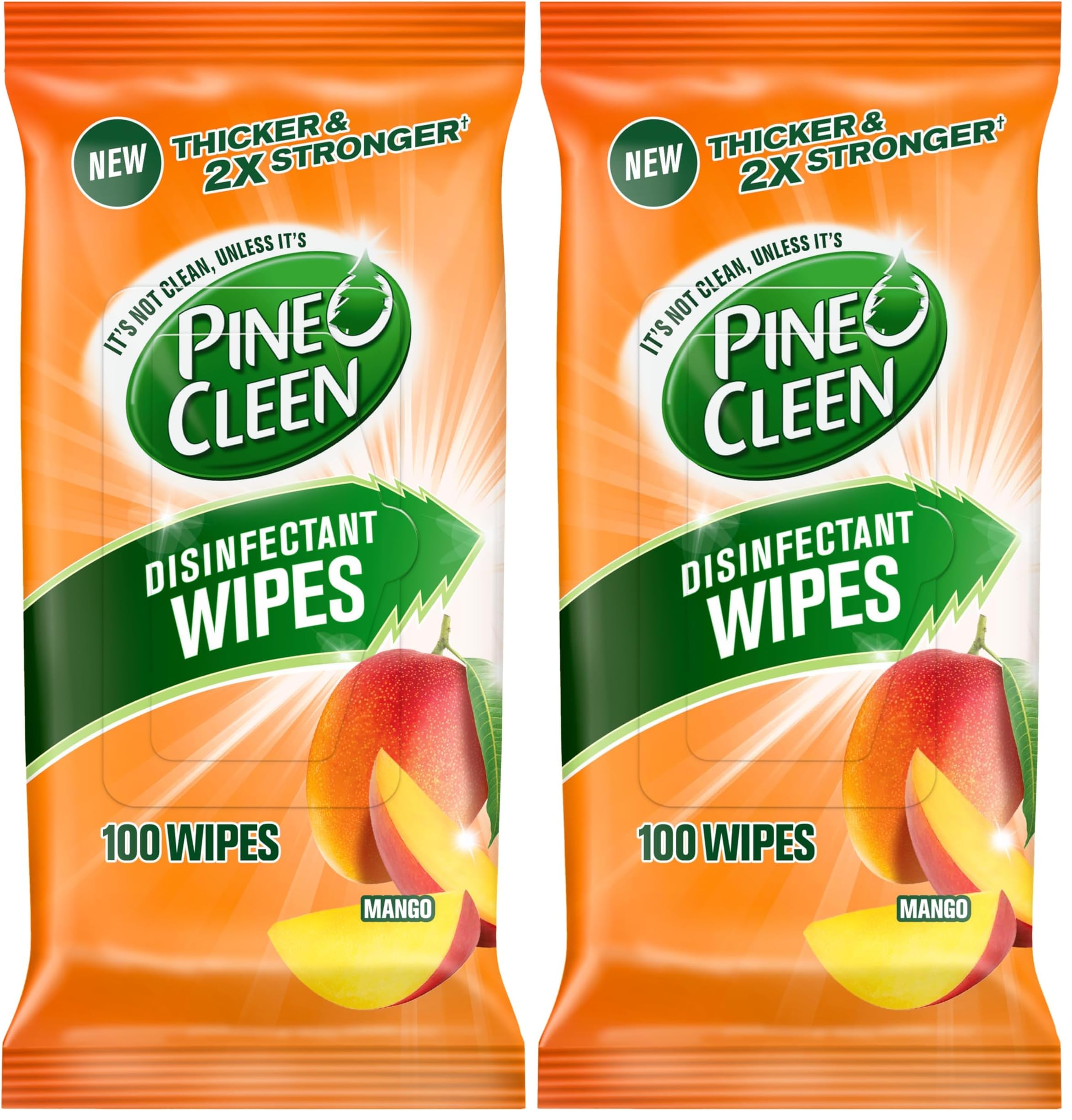 Pine O Cleen Disinfectant Cleaning Wipes Mango 100s (Pack of 2)