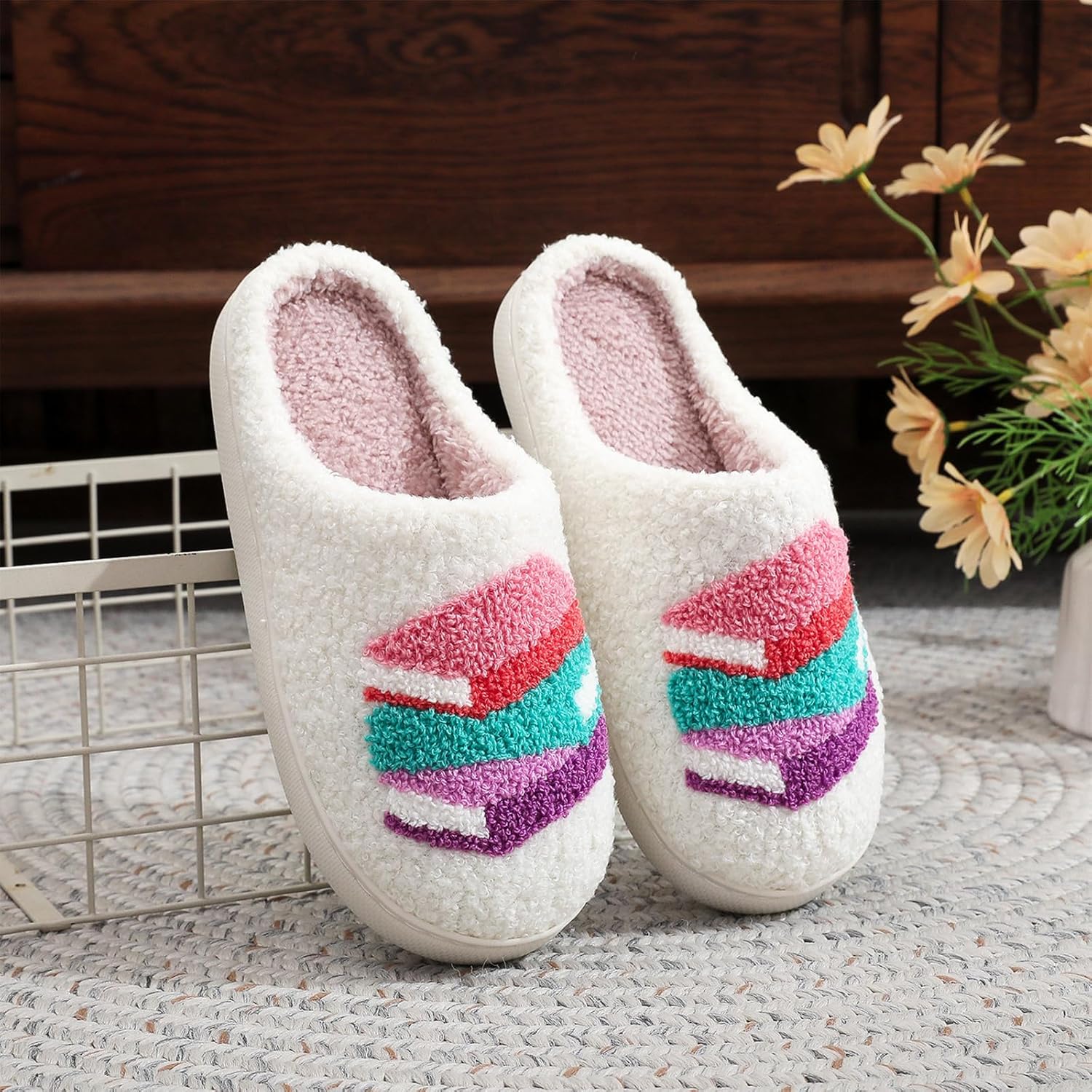 Cowboy Cowgirl Hat Slippers For Women Men Smile Face Slipper Plush Comfy Retro Preppy Slippers Warm Fuzzy House Shoes - Image 3