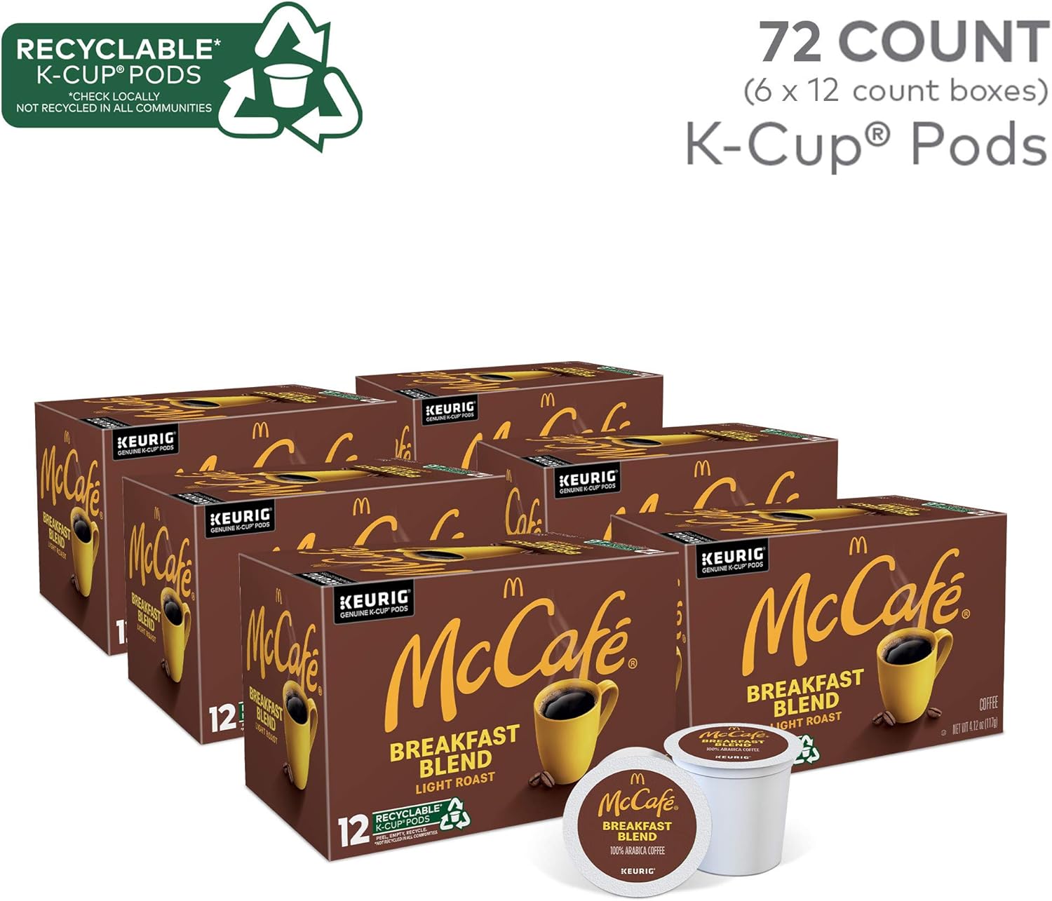 Breakfast Blend, Single Serve Coffee K-Cup Pods, Light Roast
