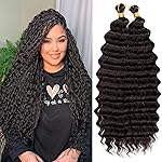 Eerya Long Curly Braiding Hair 18 Inch 2 Packs Deep Ocean Wave Crochet Hair for Black Women Deep Wave Braiding Hair for Boho Braids18 inch, 2