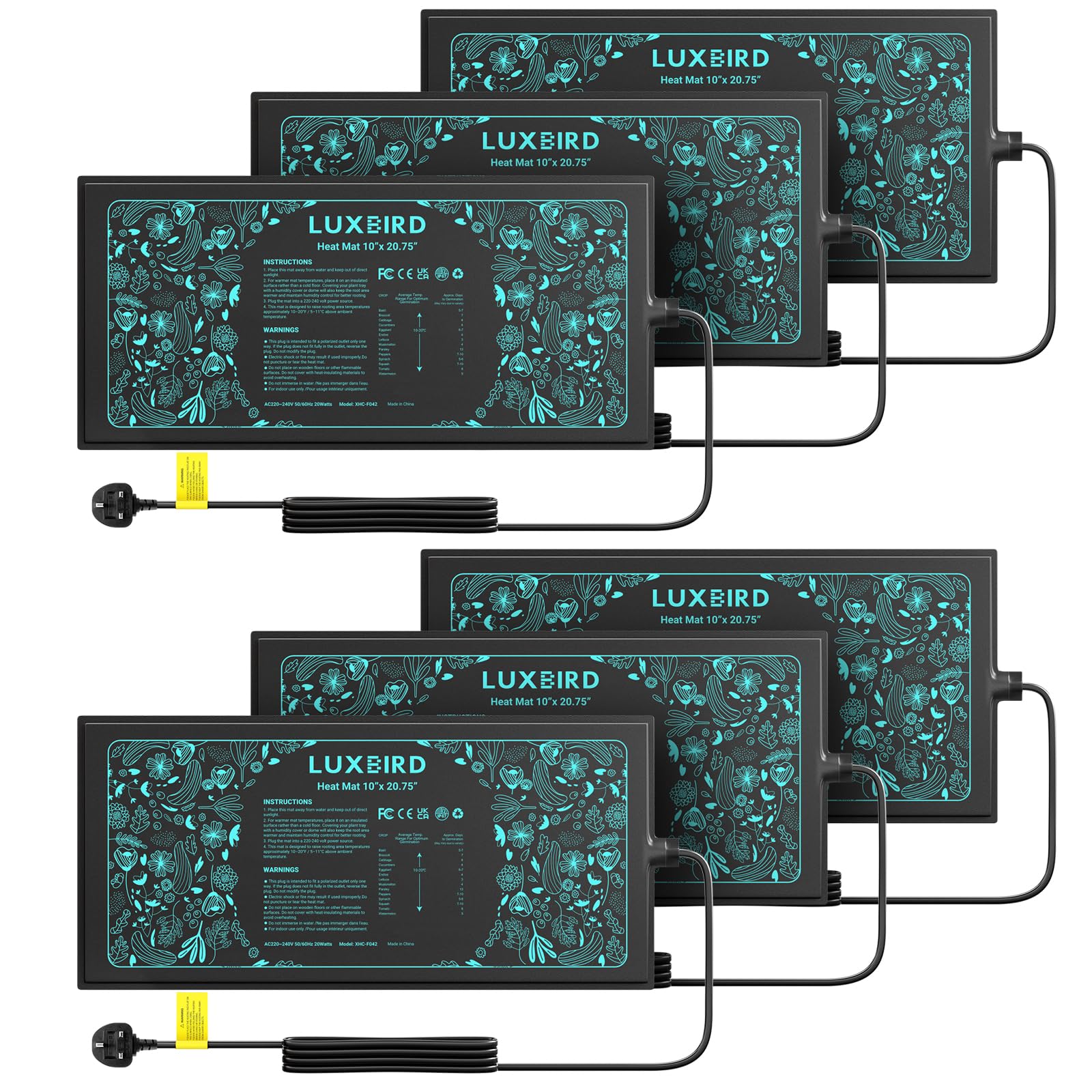 Luxbird 2026 Upgraded Seedling Heat Mat, 6 Pack 10x20.75in