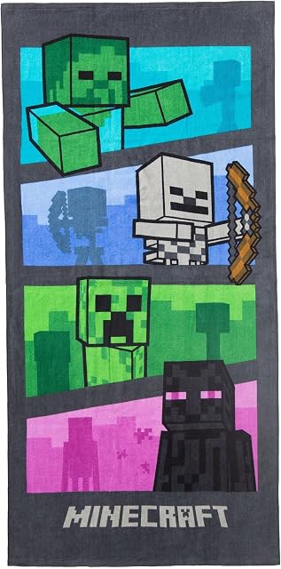 Minecraft Towel Kids Quick Dry Bath Beach Swimming Towel Made of 100% Cotton.