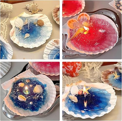 Miniatura 7 de 16 conchas de vieira natural, concha marina natural, de 4 a 5 pulgadas, conchas de vieira grandes blancas con pinceles y tiras de pintura acrílica
