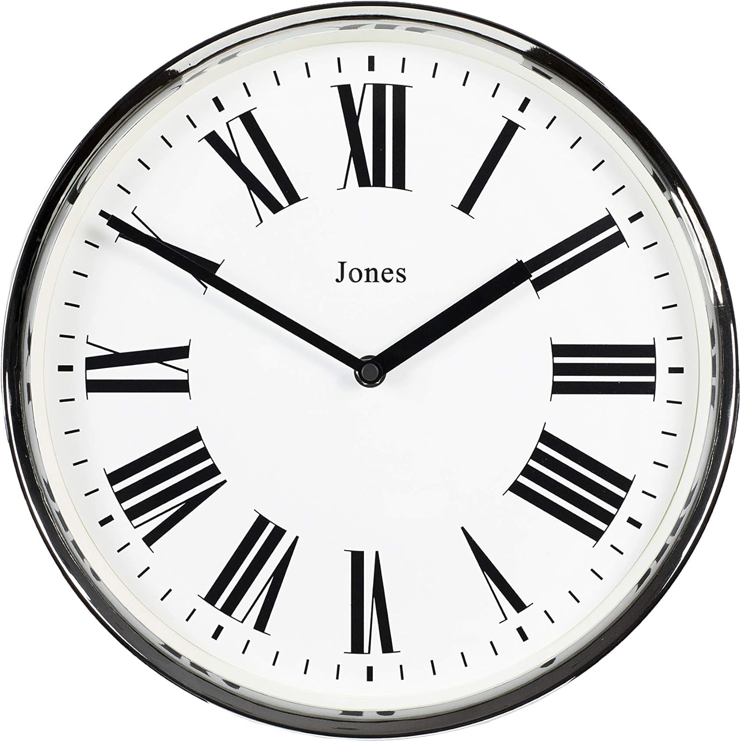 Jones Clocks ® Heartbeat Silver Wall Clock, Contemporary Roman Numeral