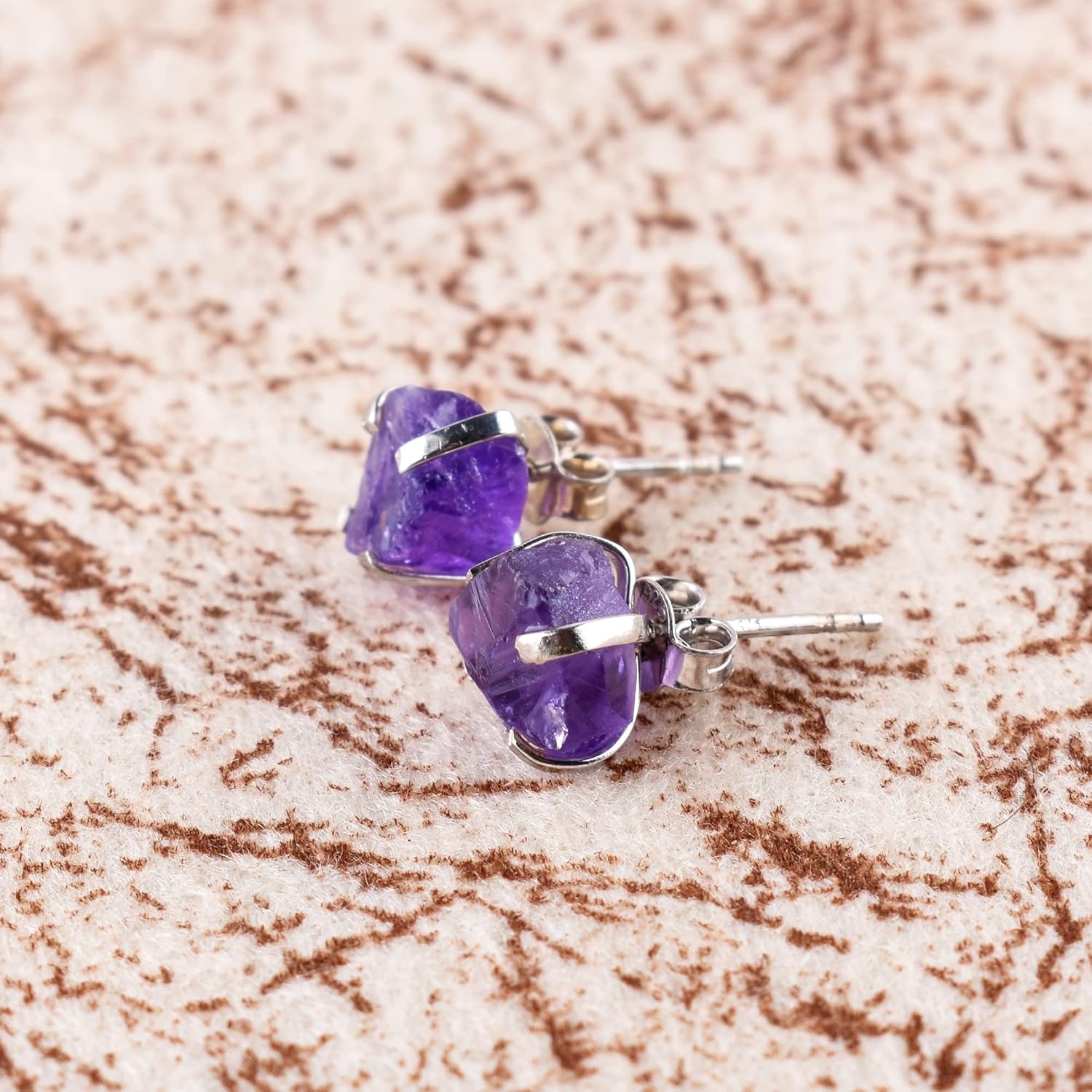 925 Sterling Silver Raw Gemstone Stud Earrings for Women & Girls | Handmade Minimalist Birthstone Earrings | Hypoallergenic Everyday Jewelry | Gift for Her, Birthday, Anniversary, Christmas