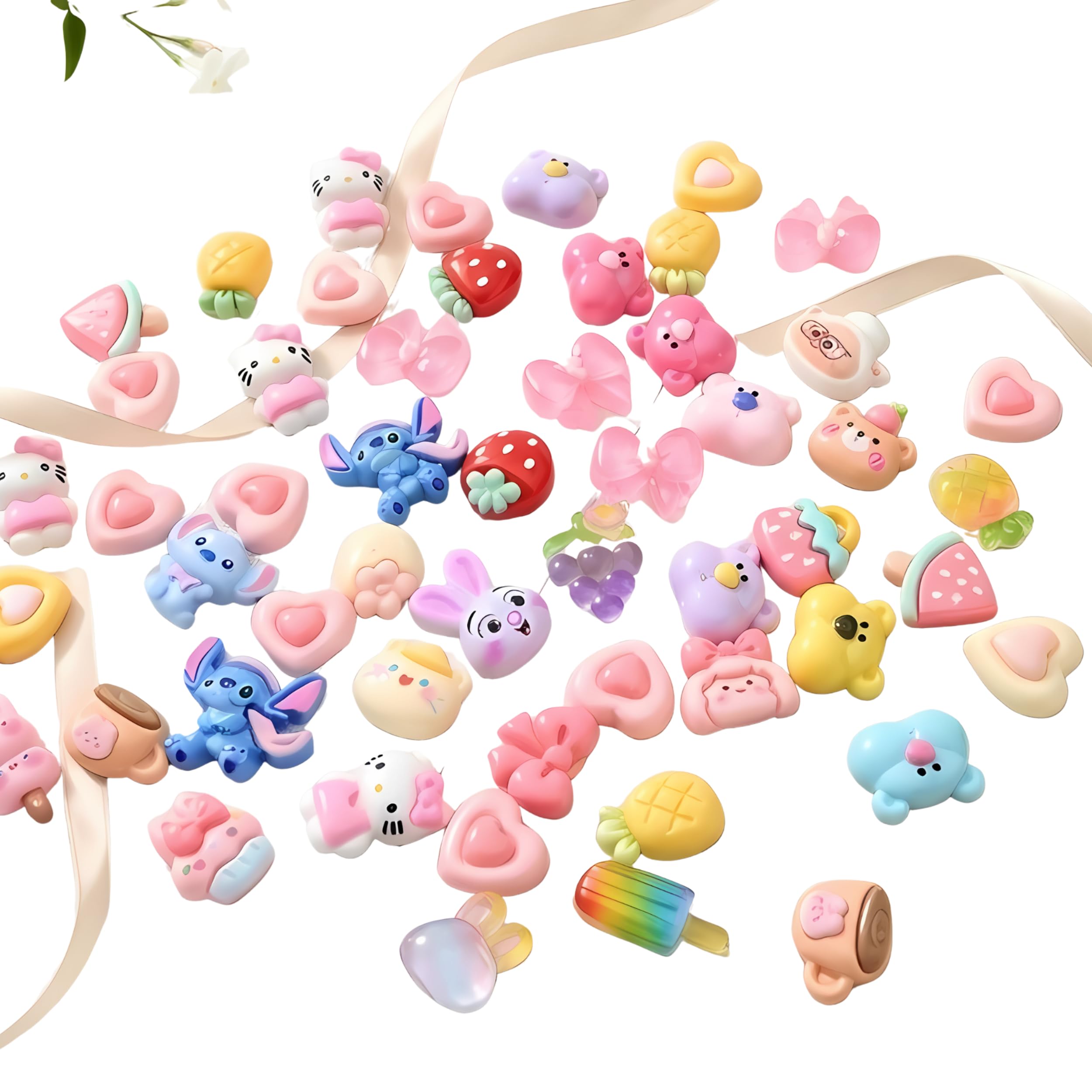 Pack of 30 Cute Handmade 3D DIY Craft Charms – Decorative Embellishments for Kids & Adults, Acrylic motifs Accessories for Phone Cases, Notebooks, Bottles, Toys & DIY Projects, Gifts Return Hamper-image-39