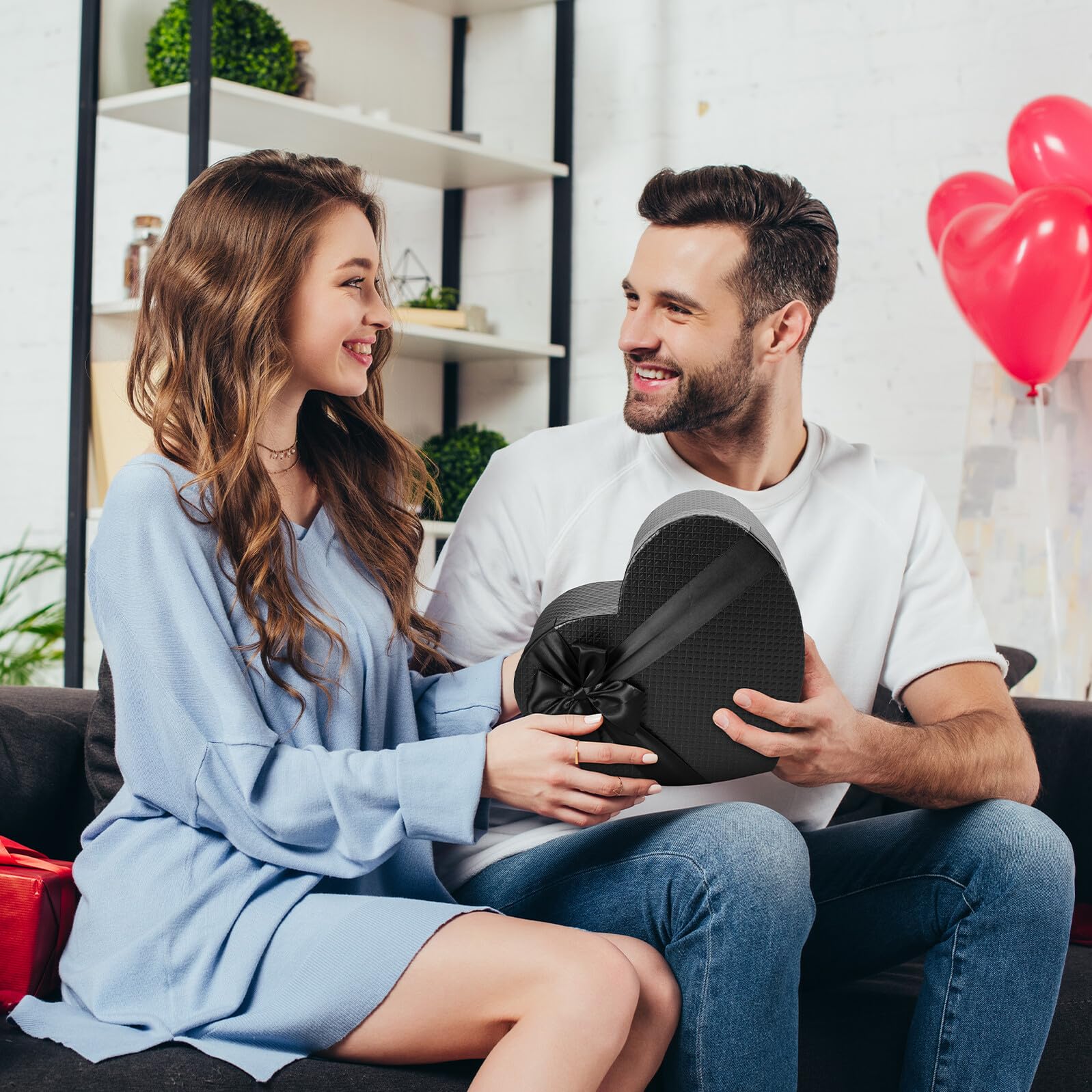 Scatola Regalo e in Carta Nera Forma di Cuore per Confezionare Fiori e Dolci per Compleanni e Festa