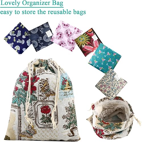 Miniatura 7 de MUMORESIP Bolsa de comestibles reutilizable de las compras con bolsa bolsa lavable a máquina portátil gran capacidad bolsas de mano grandes