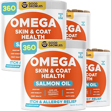 Omega 3 Alaskan Fish Oil Treats for Dogs 720 Ct Bundle - Dry&Itchy Skin Relief + Allergy Support - Shiny Coats - EPA&DHA Fatty Acids - Natural Salmon Oil Chews, Heart, Brain, Hip&Joint Support
