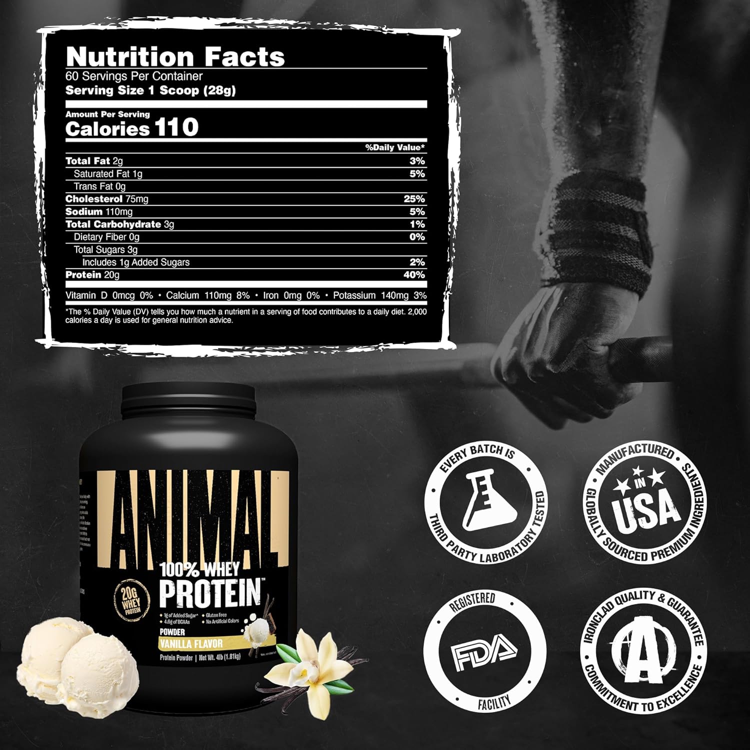 Animal 100% Whey Protein Powder – Whey Blend for Pre Workout or Post Workout, Recovery, or an Anytime Low Sugar Protein Boost Meal Replacement with BCAA Branched Chain Amino Acids – Vanilla, 4 lb - Image 7