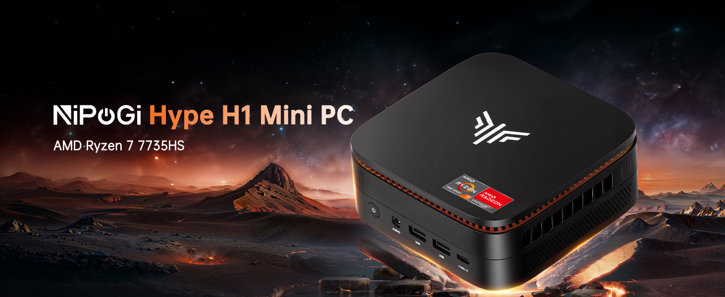 NiPoGi Hyper H1 Mini PC Windows 11 Pro AMD Ryzen7 7735HS(Βeat 7730