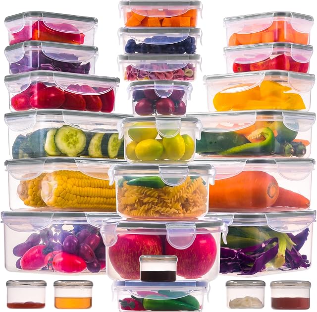 50 Pcs Large Food Storage Containers with Lids Airtight-2500ML to Sauces Box-Total15.5L Stackable Kitchen Bowls Set Meal Prep Containers-BPA Free Leak proof Plastic Lunch Boxes- Freezer Microwave safe