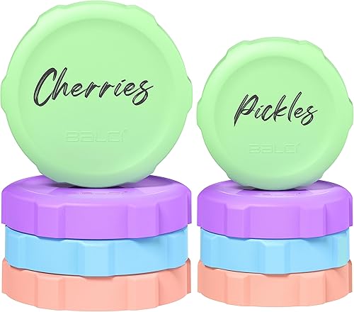 Miniatura 1 de Tapas para tarros Mason de alta calidad (paquete de 8)  Tapas de plástico reutilizables resistentes y sin BPA  Tapa para conservas secas que se