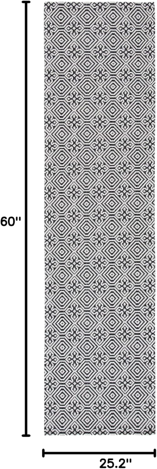 SAFAVIEH Augustine Collection Accent Rug - 2'1 x 5', Black & Light Grey, Geometric Design, Non-Shedding & Easy Care, Ideal for High Traffic Areas in Entryway, Living Room, Bedroom (AGT402H)