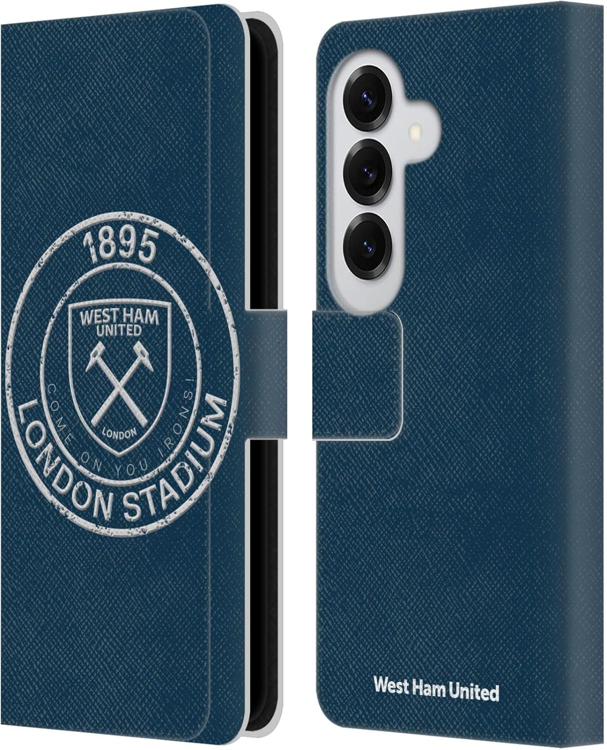 Head Case Designs Officially Licensed West Ham United FC Distressed Look Crest Graphics Leather Wallet Case Compatible with Samsung Galaxy S26