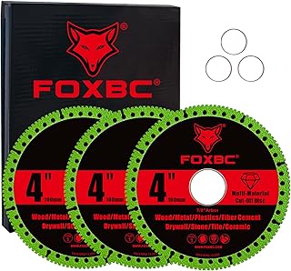 FOXBC 4 Inch Indestructible Multi-Material Cut Off Disc for Angle Grinders, 7/8" Arbor - 3 Pack