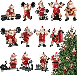 Syhood 26 peças de ornamentos de Natal para academia, halterofilista, exercícios físicos, para árvore de Natal, Papai Noel, halteres acrílicos, presentes de treino para amantes de academia (Papai Noel