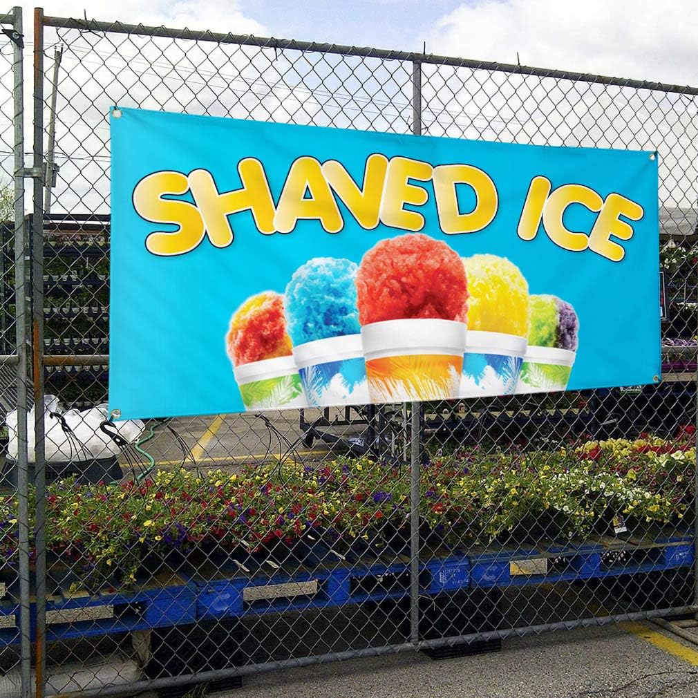 Vinyl Banner Multiple Sizes Shaved Ice Food Festival Taste of Outdoor Weatherproof Industrial Yard Signs 4 Grommets Design Only 24x36Inches
