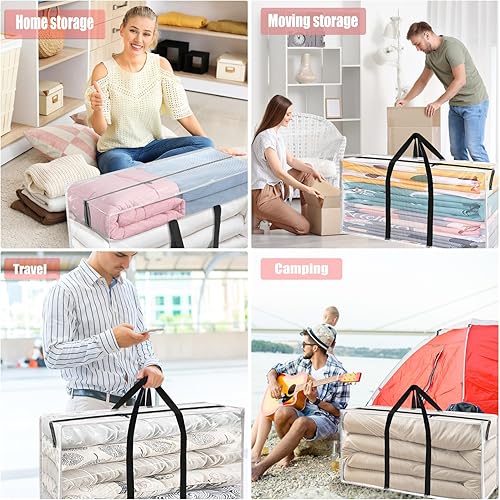 Miniatura 7 de Bolsas de mudanza aptas para niños para ahorrar espacio, 25 bolsas de almacenamiento extra grandes GALLEN con asas fuertes y cremalleras, estilo