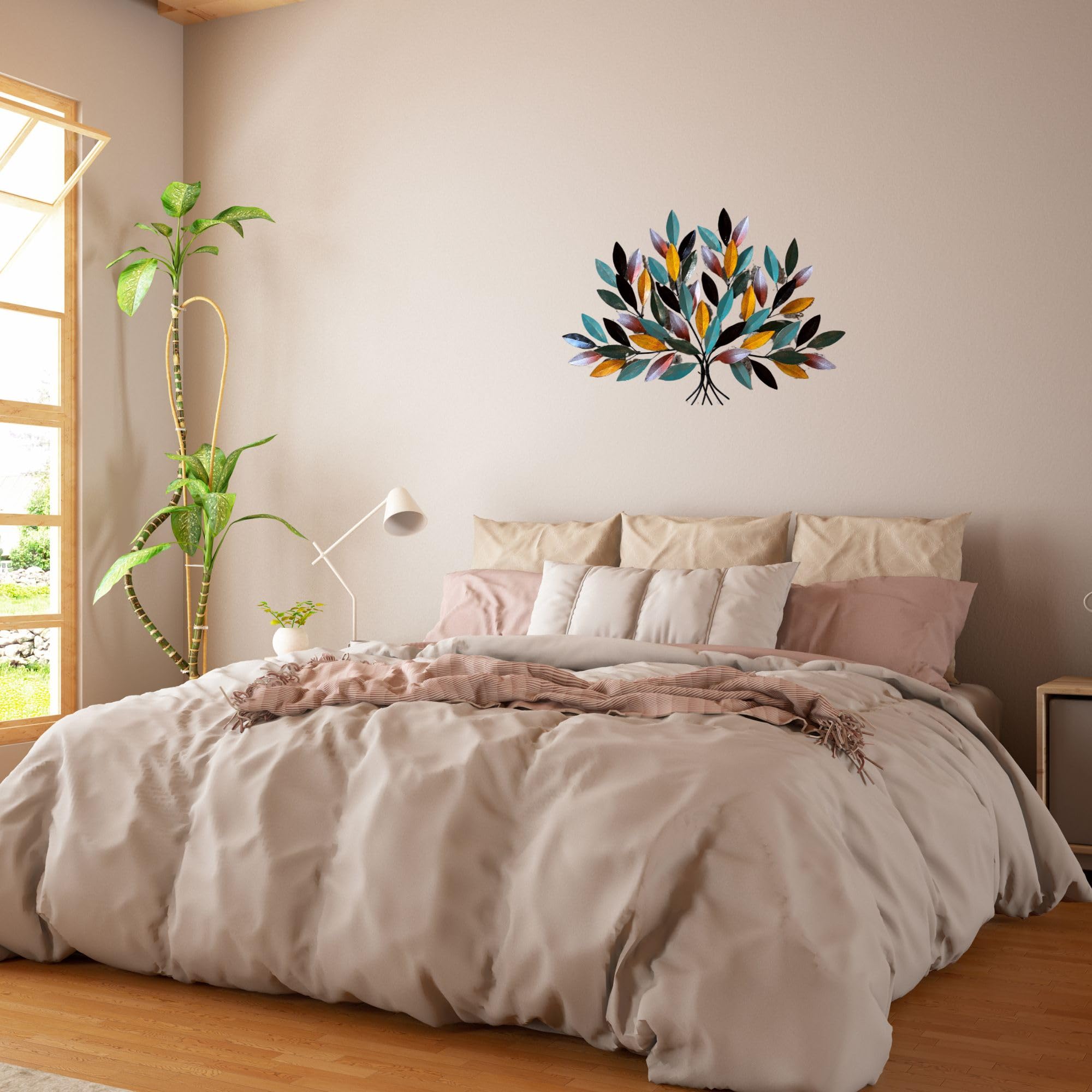 Trintura Lebensbaum aus Metall Wandbild Baum des Lebens Geschenkidee Wanddeko Wanddekoration Deko Tree of Life Wooden Wall Decoration Family Wall Art-Handarbeit (bunt)
