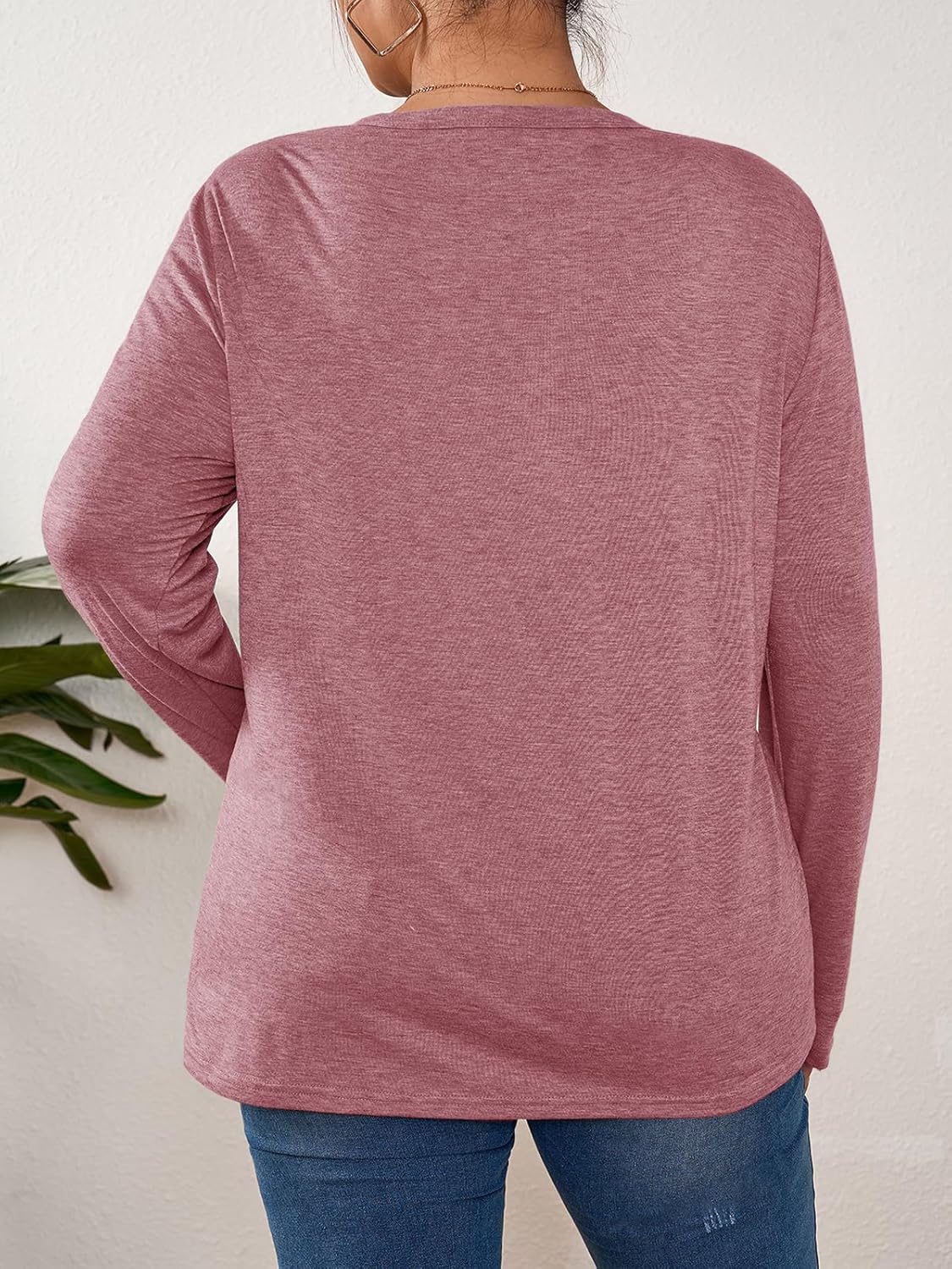 Plus Size Tops for Women Key Hole Round V Neck Blouses Long Sleeve Cut Out Sexy Tops Tee Casual Fall Shirts 1XL-5XL - Image 3