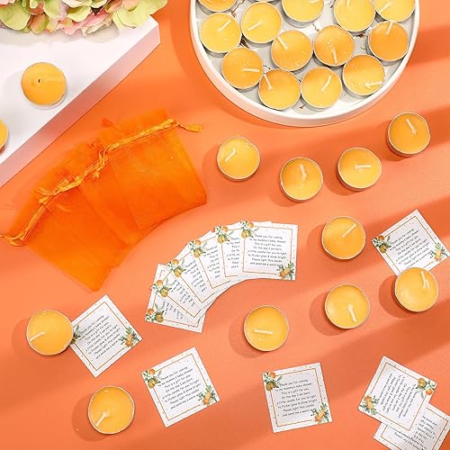 Miniatura 7 de MTLEE 50 juegos de recuerdos de fiesta Little Cutie Baby Shower – Incluye 50 velas de té, 50 etiquetas de agradecimiento y 50 bolsas de regalo de