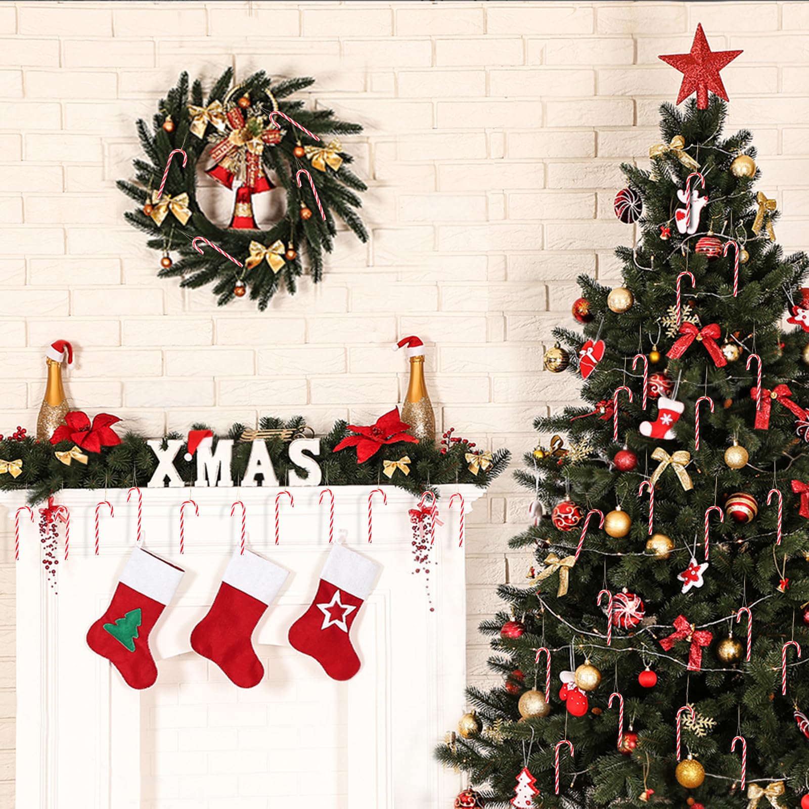 Naler 30pcs Candy Cane Christmas Decorations Christmas Tree ornaments Plastic Candy Canes for Hanging Tree Wall Home Party Christmas Decorations - Image 3