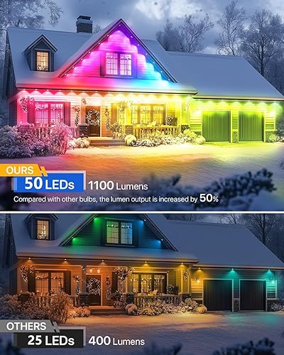 Miniatura 6 de Luces permanentes al aire libre para casa, 100 pies RGB+IC decoración inteligente al aire libre, modos de escena de bricolaje, aplicacióncontrol