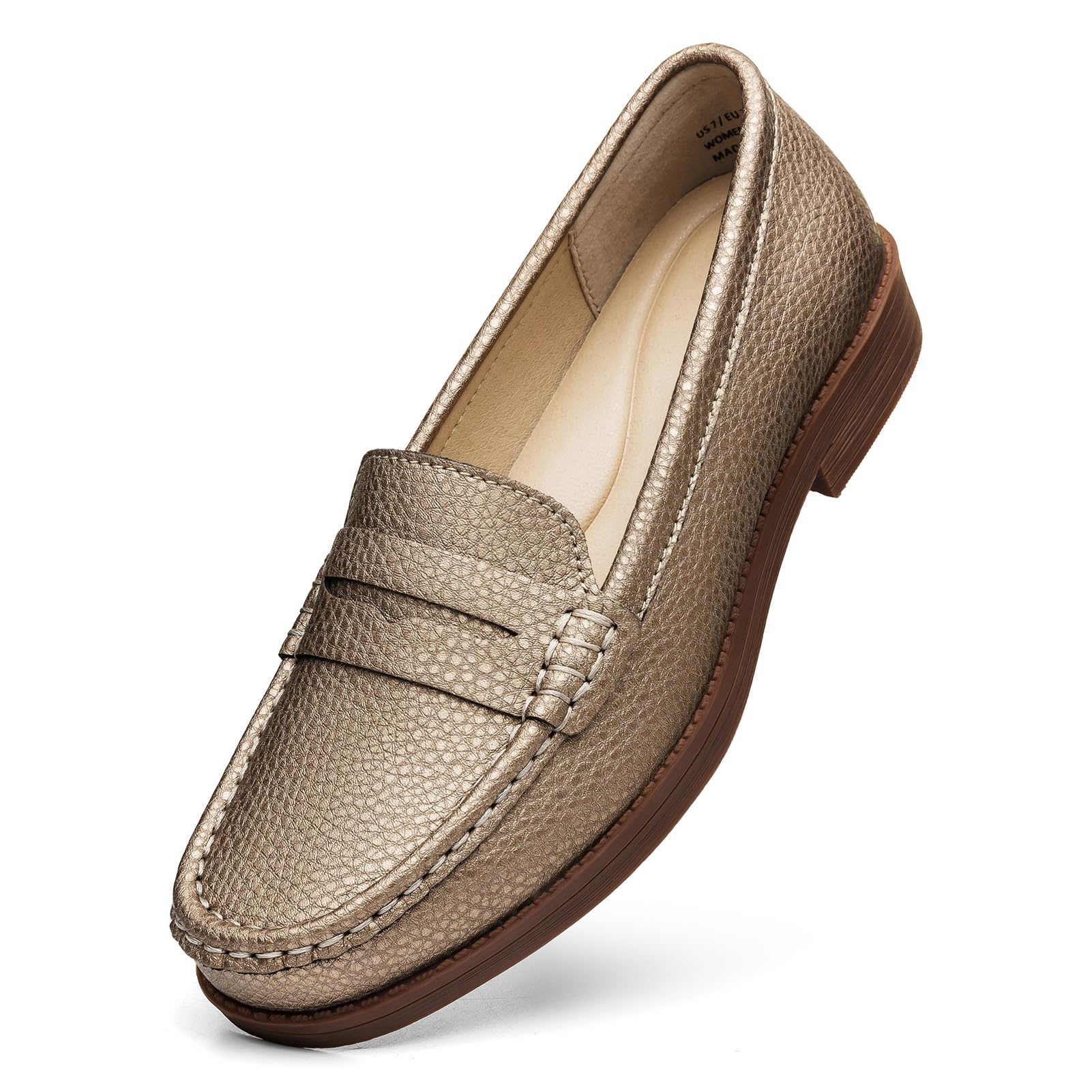 Women's Comfortable Leather Penny Loafers Slip On Business Casual Dress Shoes Lightweight Office Work Flats Everyday Walking Shoes for Women — view 16
