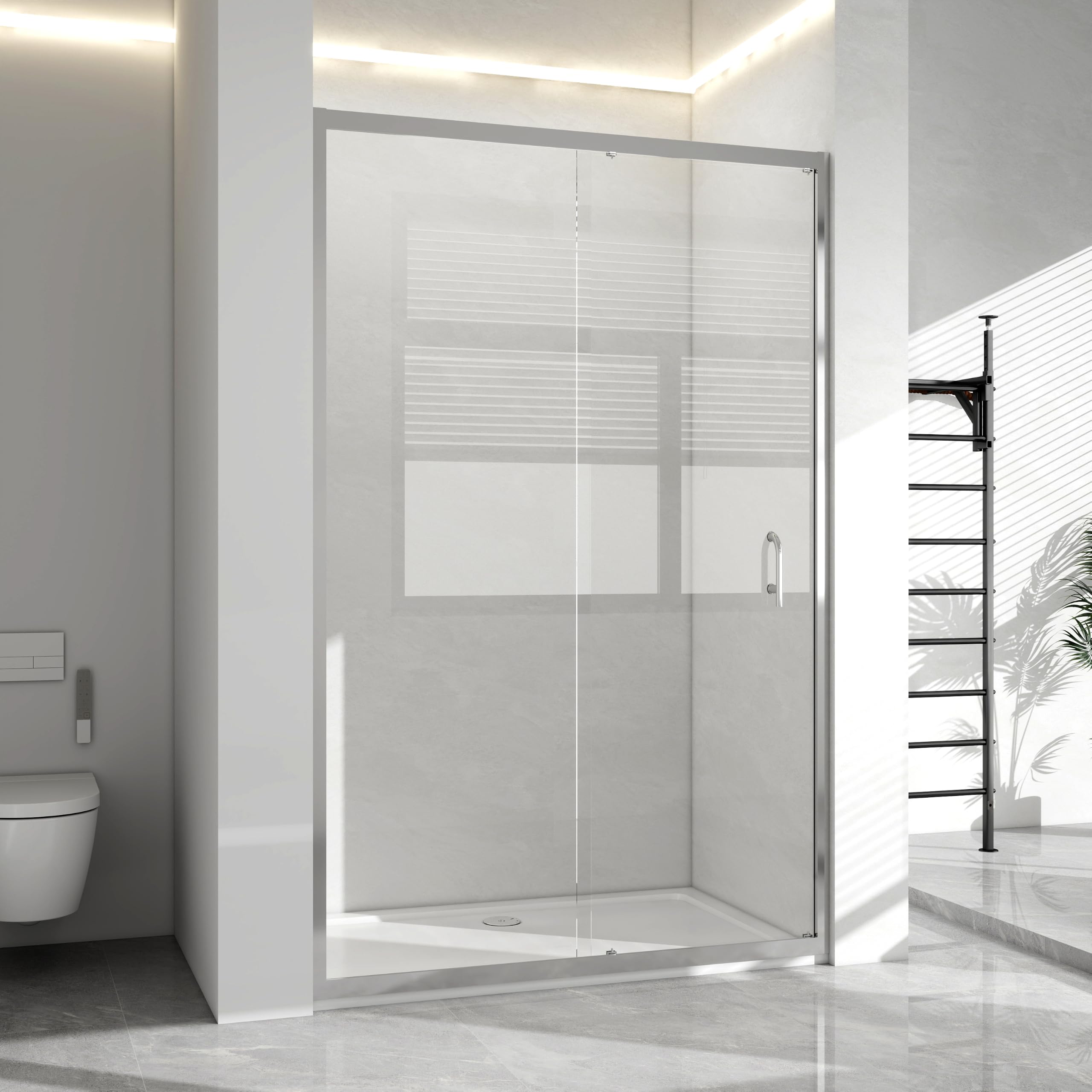 1000mm Reversible Sliding Shower Enclosure Cubicles, 1000x700mm Shower Tray Included, 5mm Toughened Glass Screen, Wet Room Bathroom Cubicle, Smooth Sliding Door, Shower Cubicle with Tray(Chrome)