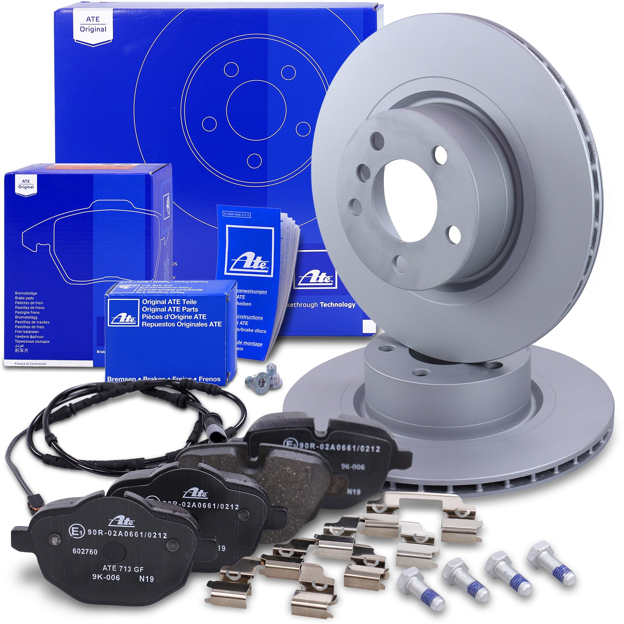 ATE Bremsenset Hinterachse inkl. Bremsscheiben hinten Ø 330 mm belüftet und Bremsbeläge hinten + Verschleißkontakt Kompatibel mit BMW X3 (F25), X4 (F26)