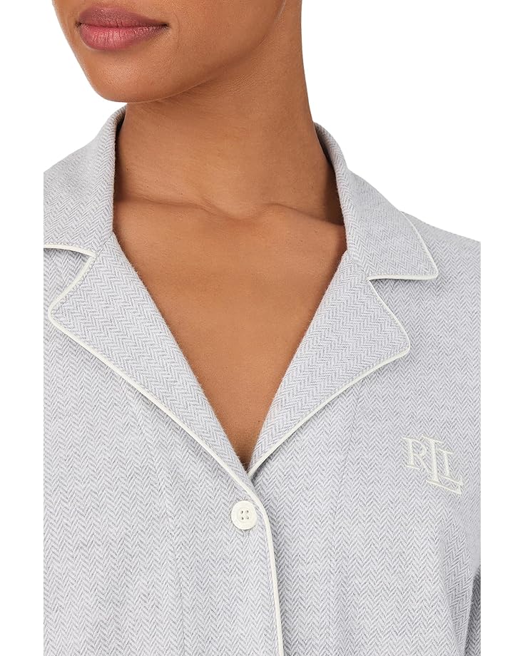 Lauren Ralph Lauren Jaquard Lounge Long Sleeve Notch Collar Long Pant Pajama Set - #3 of 3