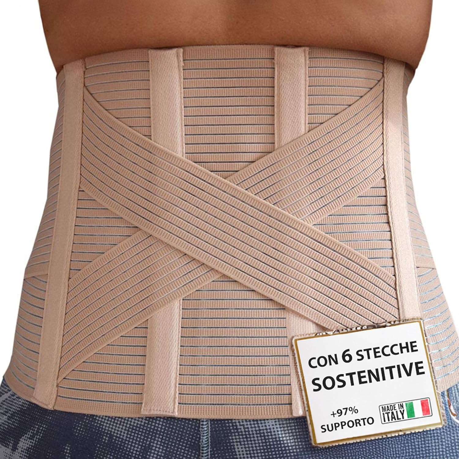 Busto Ortopedico Unisex Schiena Lombare Fascia Correttore Posturale 6 Stecche Cintura Uomo e Donna