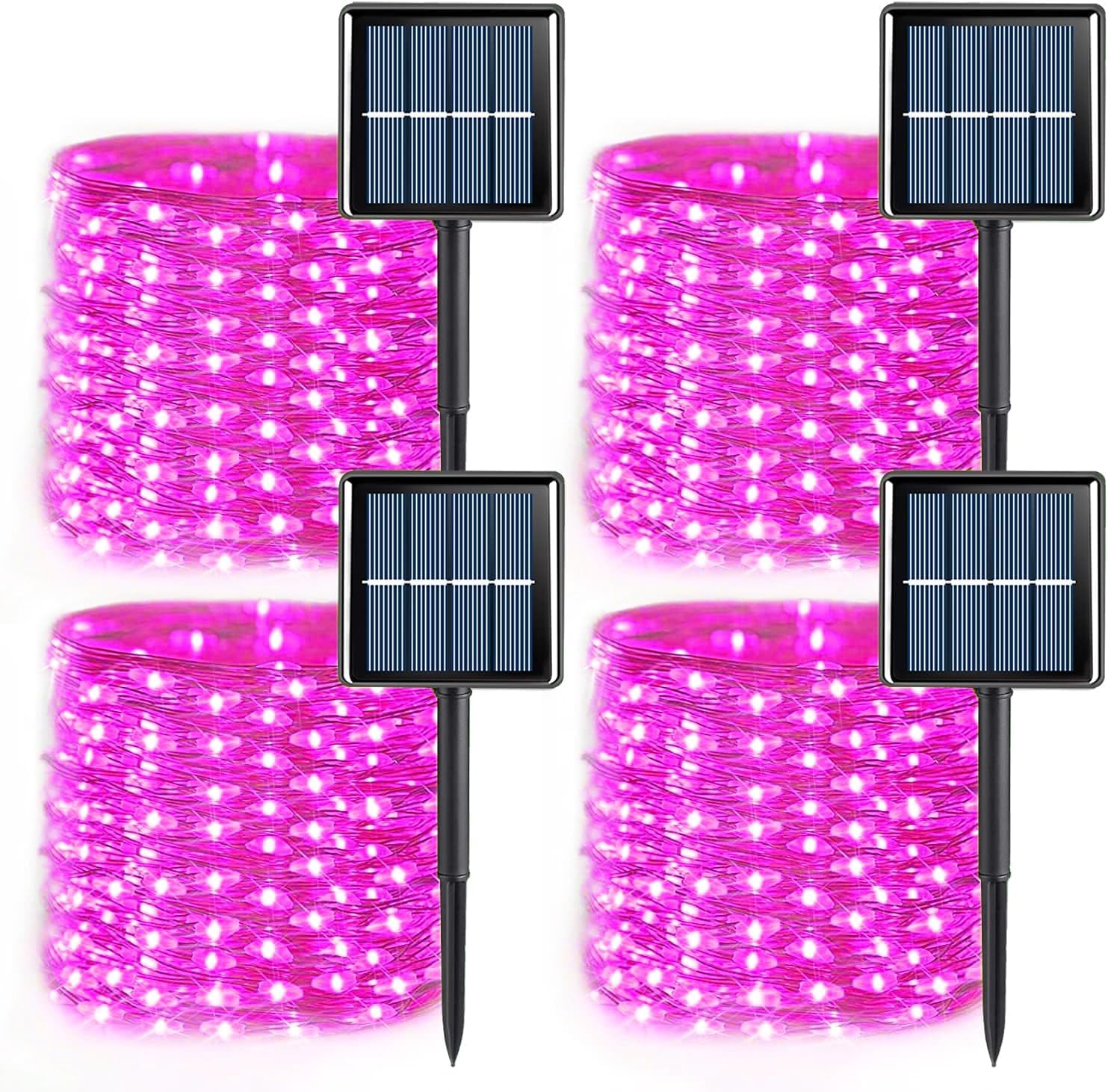 YEGUO 4 Pack Pink Solar Fairy Lights