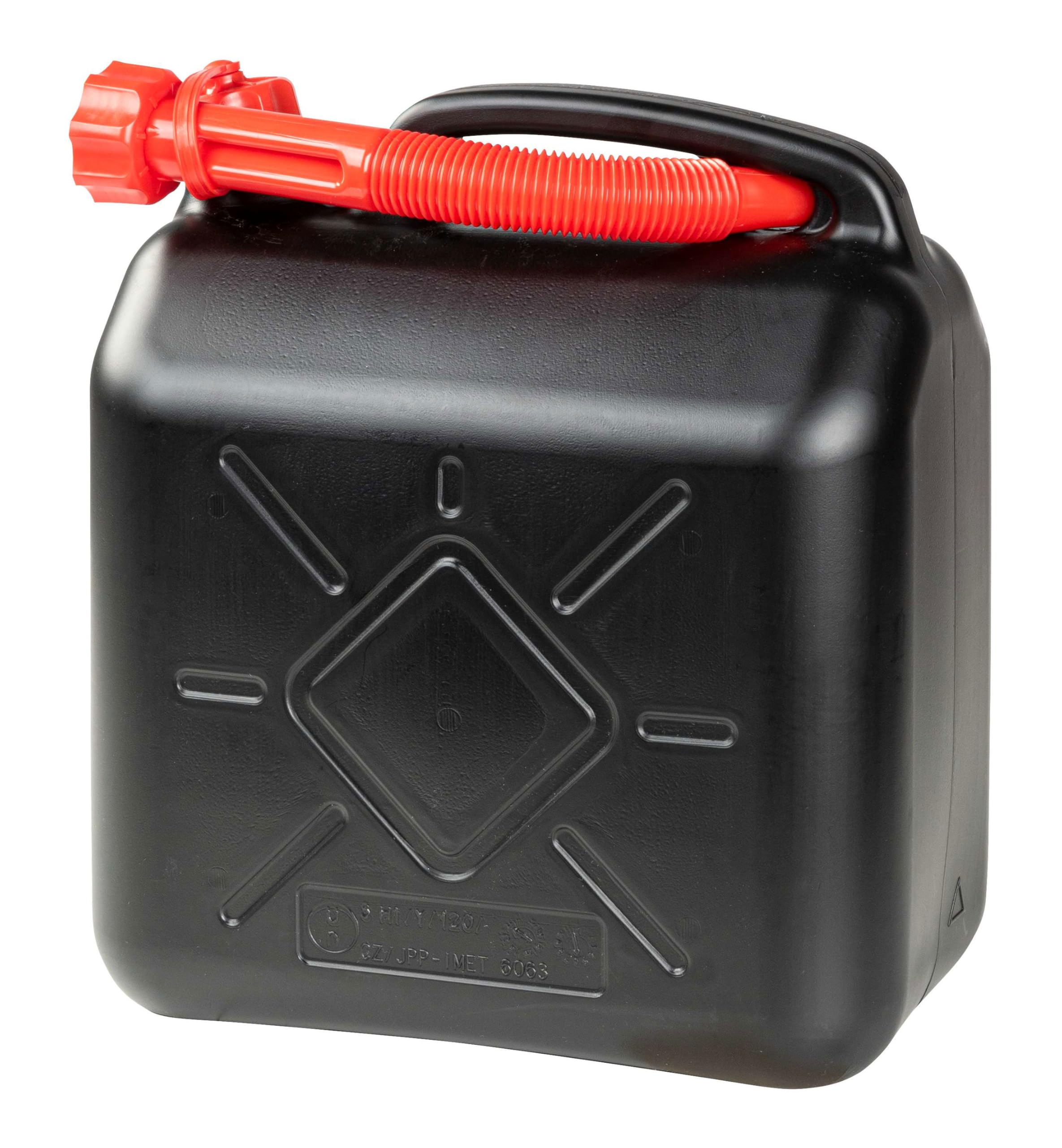 WALSER Tanica di benzina 10 litri, tanica di carburante omologata UN con beccuccio, contenitore di gasolio nera/rossa