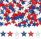 JUNEBRUSHS 260pcs Patriotic Star Buttons, 4th of July Red White and Blue Star Wooden Buttons for Sewing Clothes Accessories Crafts Independence Day Party Decoration