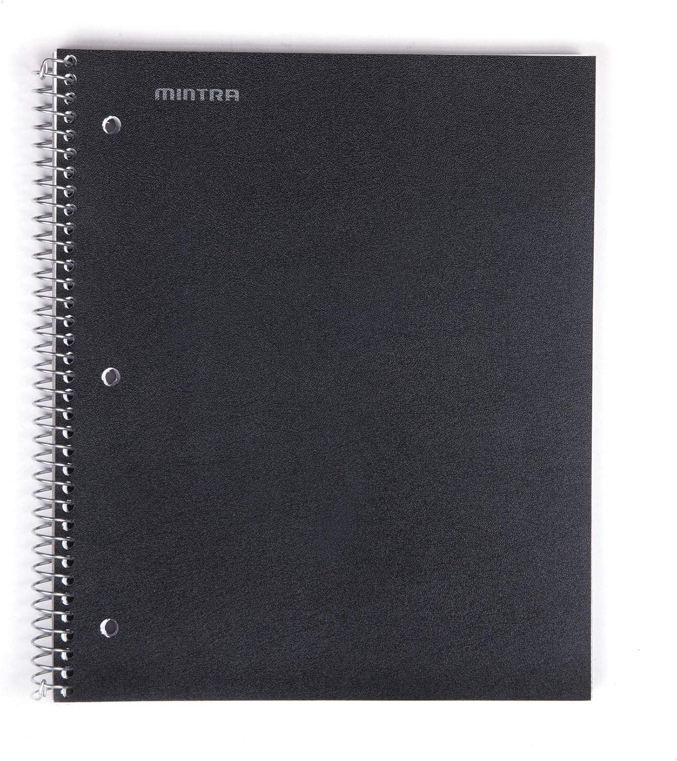 Mintra Office Durable Spiral Notebooks, 1 Subject, (Black, College Ruled 12pk), 100 Sheets, Poly Pocket, Moisture Resistant Cover, School, Office, Business, Professional