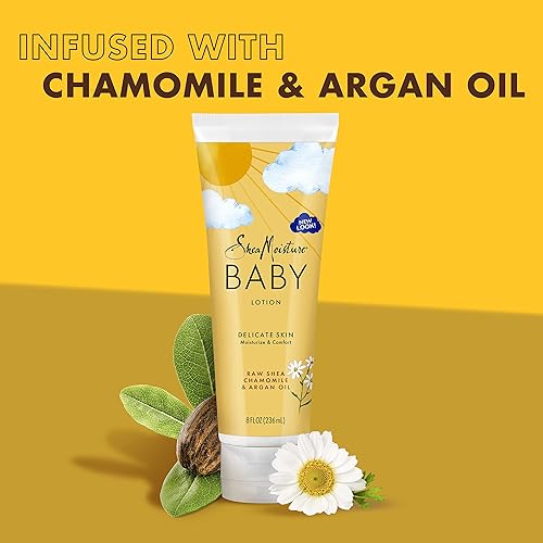 Miniatura 4 de SheaMoisture Loción para bebé para piel seca y piel clara cruda de karité manzanilla y aceite de argán con manteca de karité 8 onzas