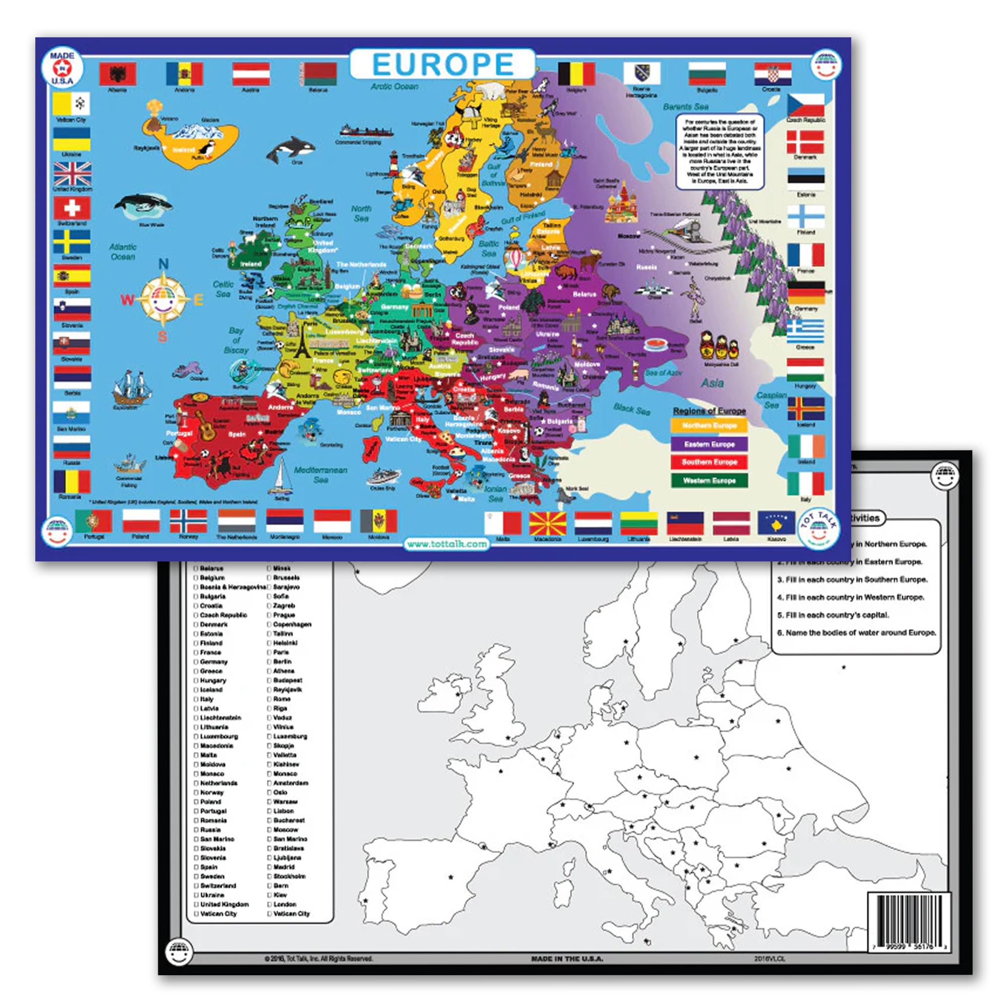 Placemat - Tot Talk - Europe Map Meal Dinning Kids Mat tot1077